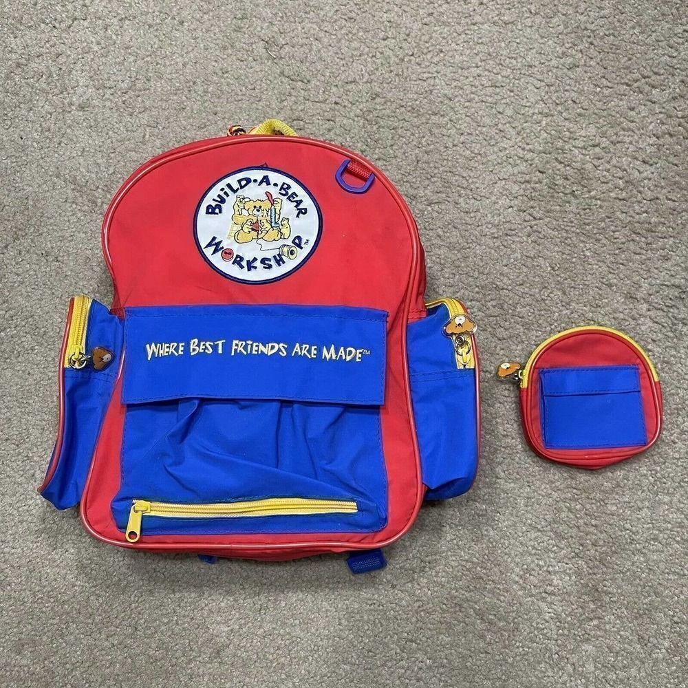 2 Piece Set Child Size Build A Bear Backpack With Matching Backpack For Plush